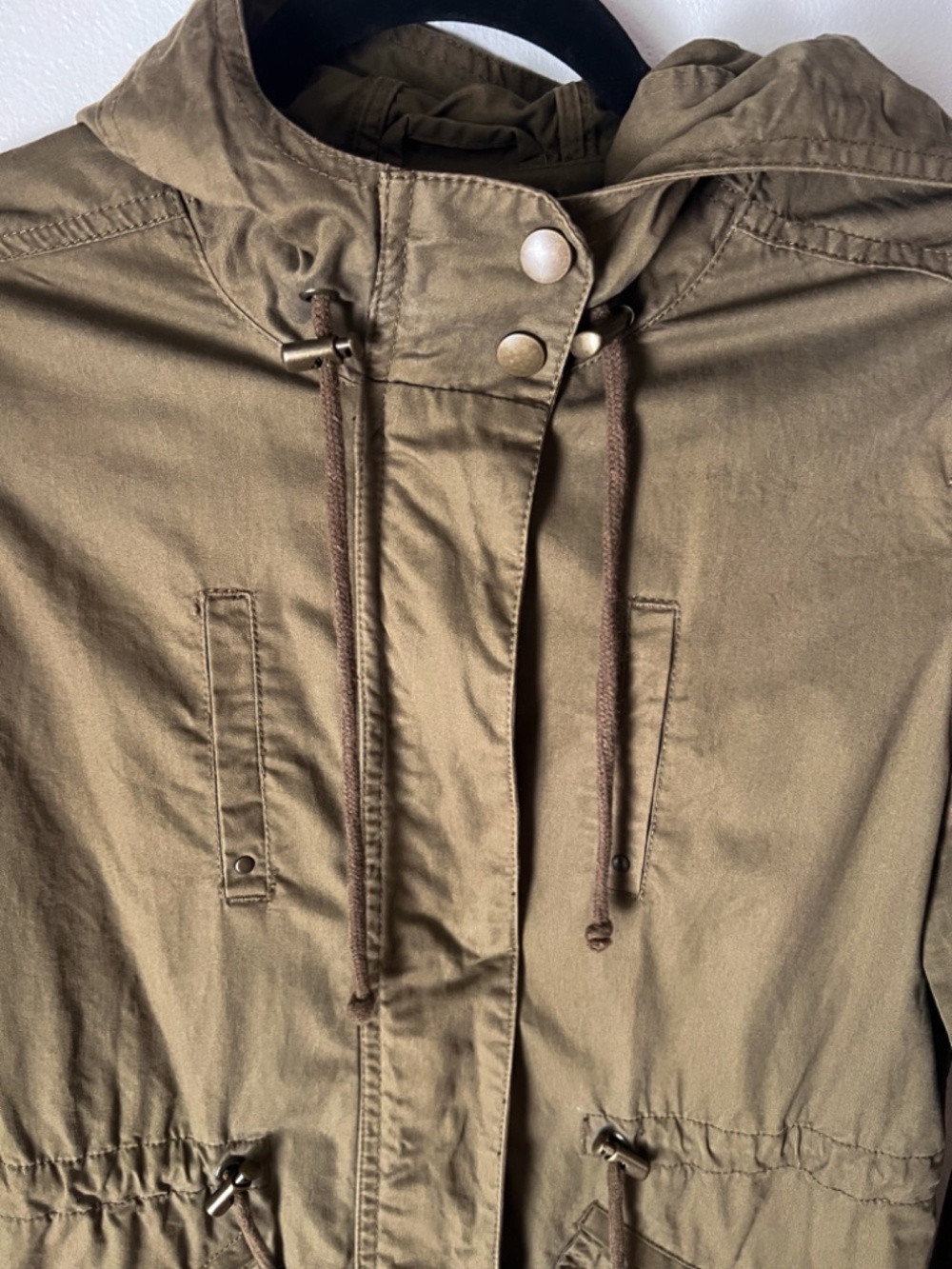 Love Tree Olive Green Utility Anorak Field Jacket Hooded Cargo Military Small - Picture 5 of 12